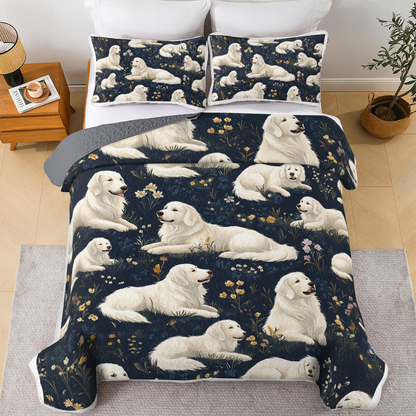 Shineful All Season Quilt 3-Piece Set - Vintage Golden Pattern