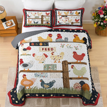Shineful All Season Quilt 3-Piece Set Lucky Chicken