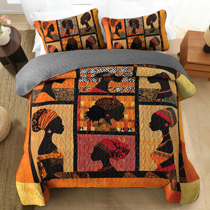 Shineful All Season Quilt 3-Piece Set African Queen Elegance