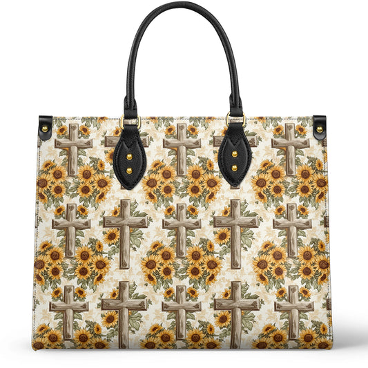 Shineful Leather Bag Rustic Sunflower Cross