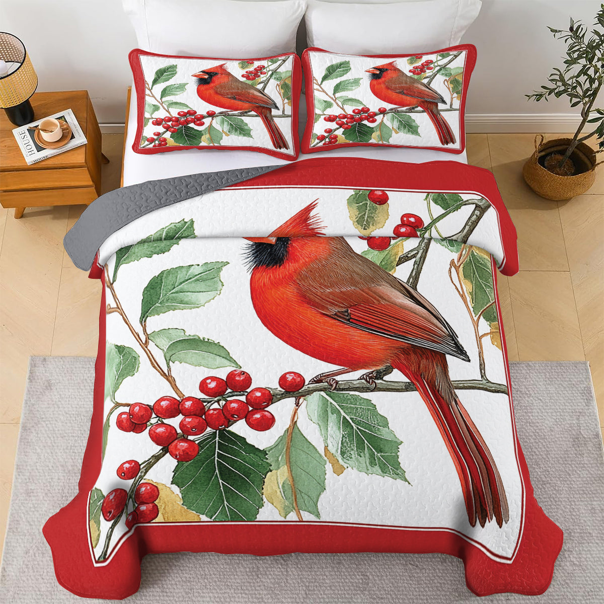 Shineful All Season Quilt 3-Piece Set Vivid Cardinal