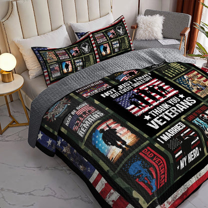 Shineful All Season Quilt 3-Piece Set - Patriotic Veterans