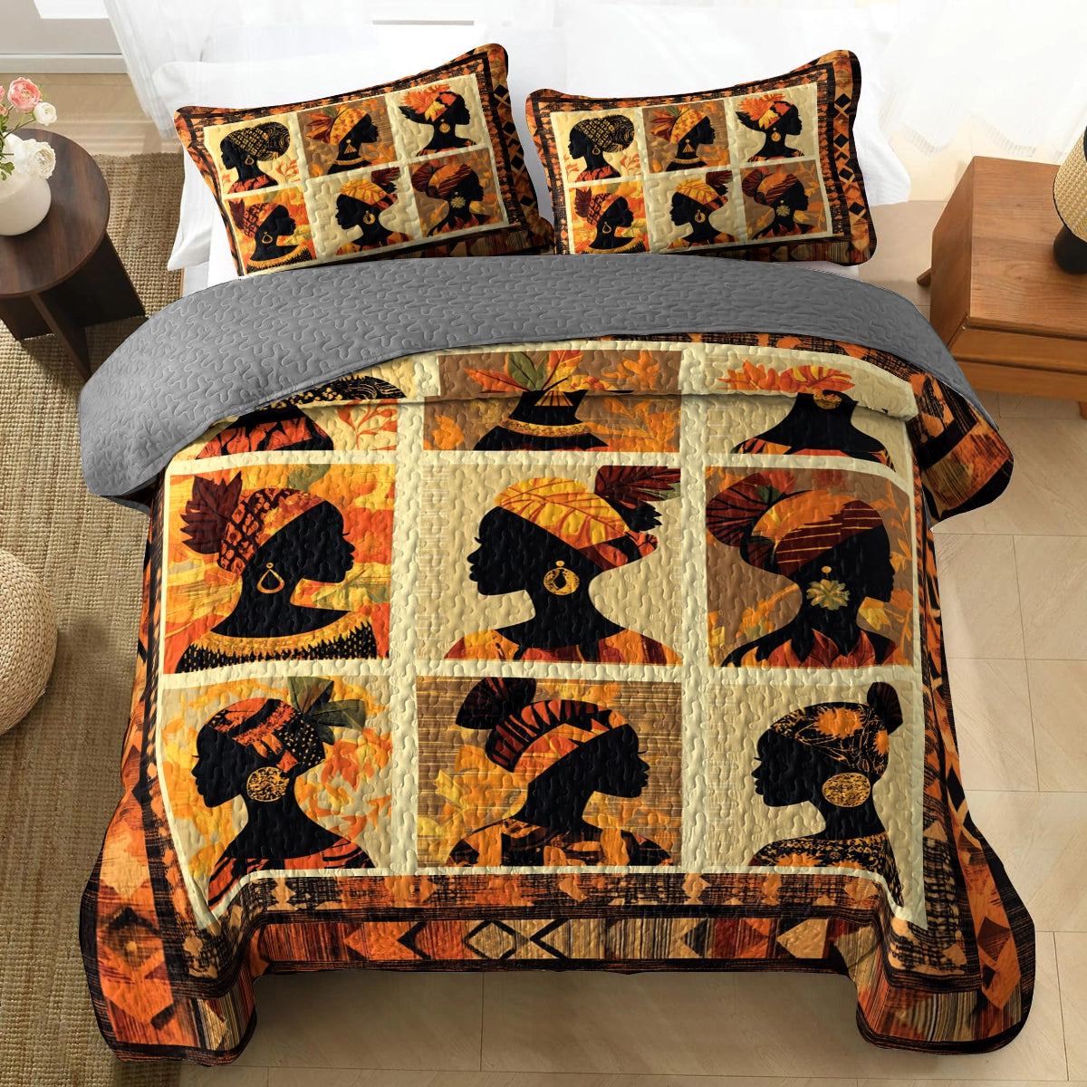 Shineful All Season Quilt 3-Piece Set - Black Women Grace