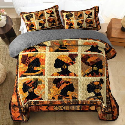 Shineful All Season Quilt 3-Piece Set - Black Women Grace