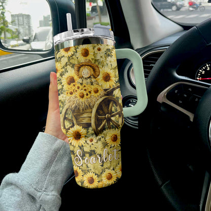 Shineful Tumbler Personalized Scarecrow Sunflower