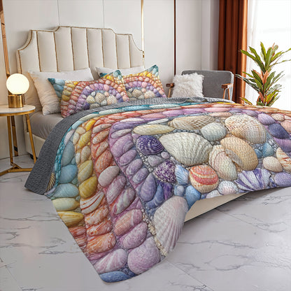 Shineful All Season Quilt 3-Piece Set Rainbow Seashell