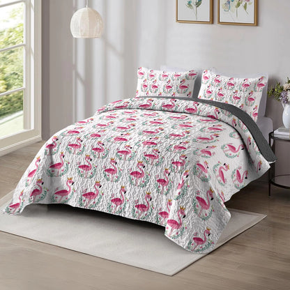 Shineful All Season Quilt 3-Piece Set - Flamingo Royal