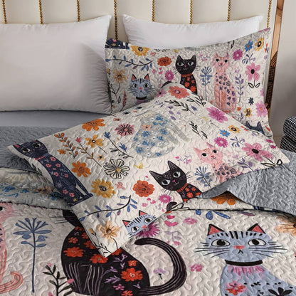 Shineful All Season Quilt 3-Piece Set Catty Blooms
