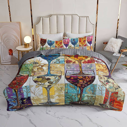 Shineful All Season Quilt 3-Piece Set Gorgeous Classic Wine Glass