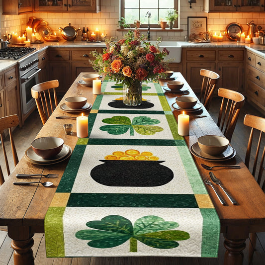 Shineful 2D Flat Print Quilted Table Runner Lucky Hearth