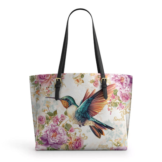 Shineful Leather Tote Bag - Ethereal Flight Hummingbird