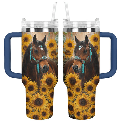 Shineful Tumbler Horse & Sunflower Bloom