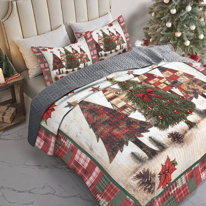Shineful All Season Quilt 3-Piece Set Plaid Christmas Pines