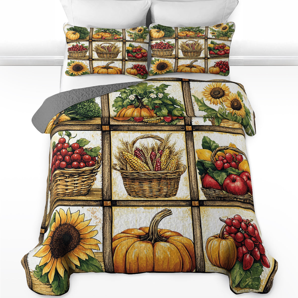 Shineful All Season Quilt 3-Piece Set Farm Fresh Produce V1