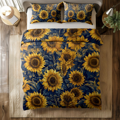 Shineful All Season Quilt 3-Piece Set Gorgeous Sunflower