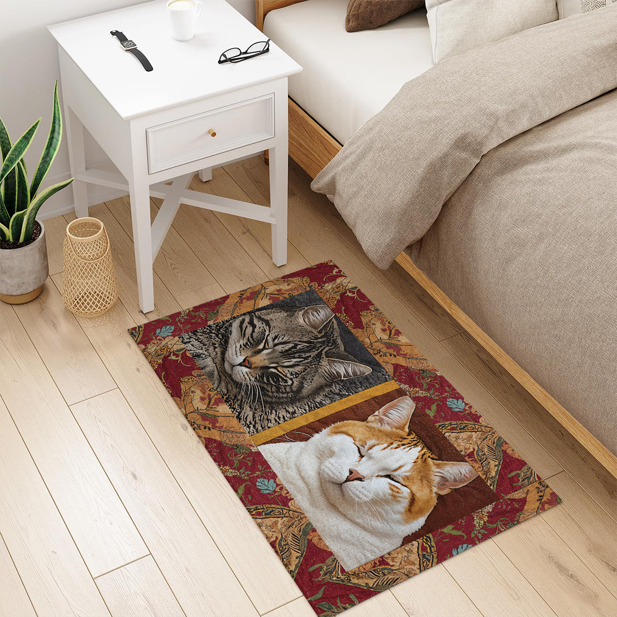 Shineful Ultra-Thin Non Skid Floor Mat, Kitchen Rugs Sleepy Cats