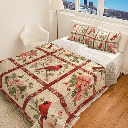 Shineful All Season Quilt 3-Piece Set - Cardinal Garden