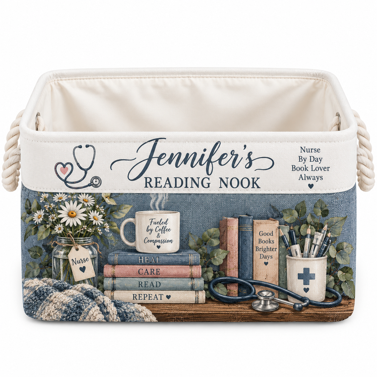 Shineful Personalized Nurse Book Book Basket