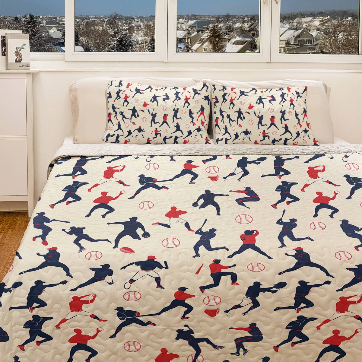 Shineful All Season Quilt 3-Piece Set - Baseball Motion