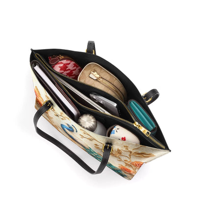 Shineful Leather Tote Bag - Majestic Peacock
