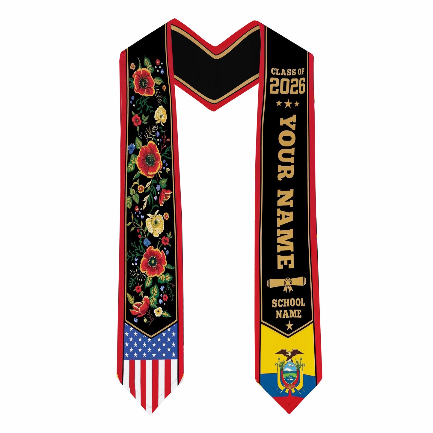 Shineful Graduation Sash Personalized American Ecuador Pride