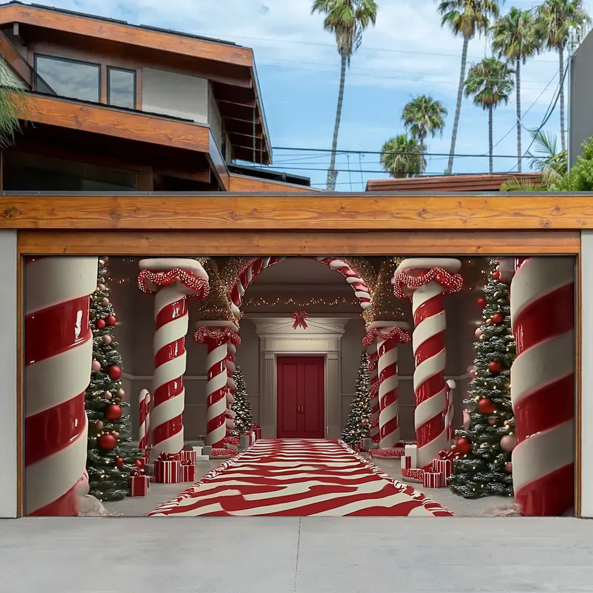 Shineful Garage Door Banner Decoration - Candy Cane Lane