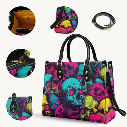 Shineful Leather Bag Neon Skull Riot