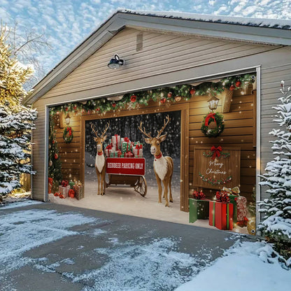 Shineful Garage Door Banner Decoration - Reindeer Parking Only
