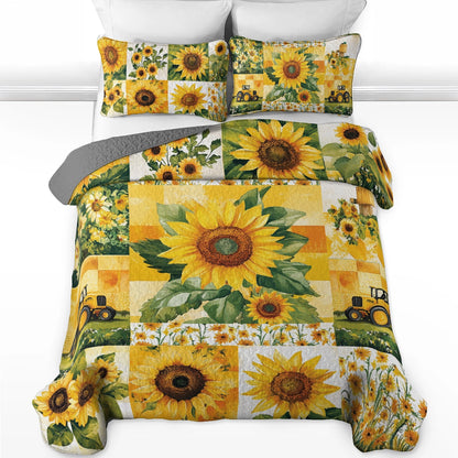 Shineful All Season Quilt 3-Piece Set Sunflower Sunshine Blooms