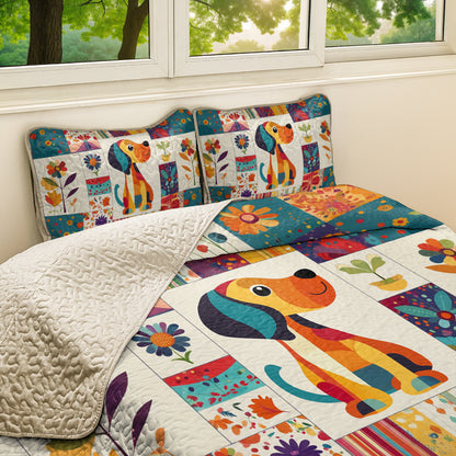 Shineful All Season Quilt 3-Piece Set Floral Dachshund