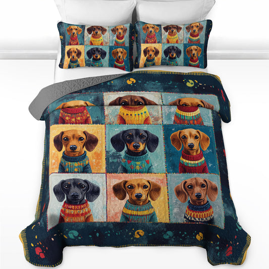 Shineful All Season Quilt 3-Piece Set Retro Dachshund