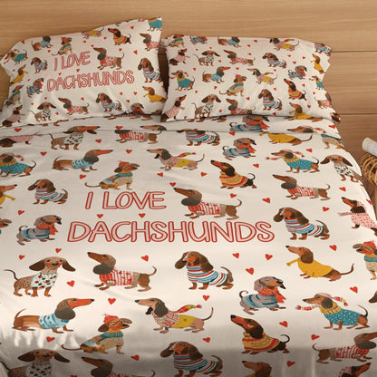 Shineful 4-Piece Bed Sheet Set Dachshund  Lovely Delight
