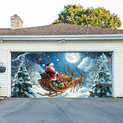 Shineful Garage Door Banner Decoration Moonlit Christmas Journey
