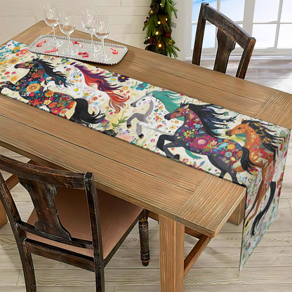 Shineful 2D Flat Print Quilted Table Runner Flower Racing