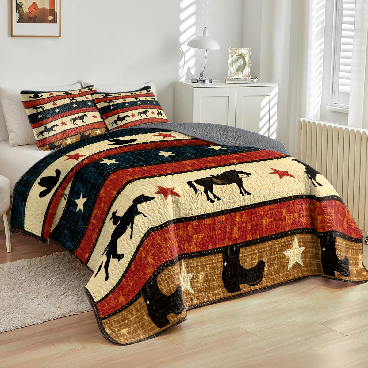 Shineful All Season Quilt 3-Piece Set Wild West Cowboy