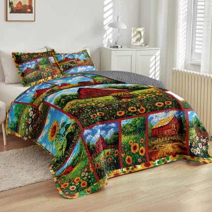 Shineful All Season Quilt 3-Piece Set - Peaceful Sunflower Farm
