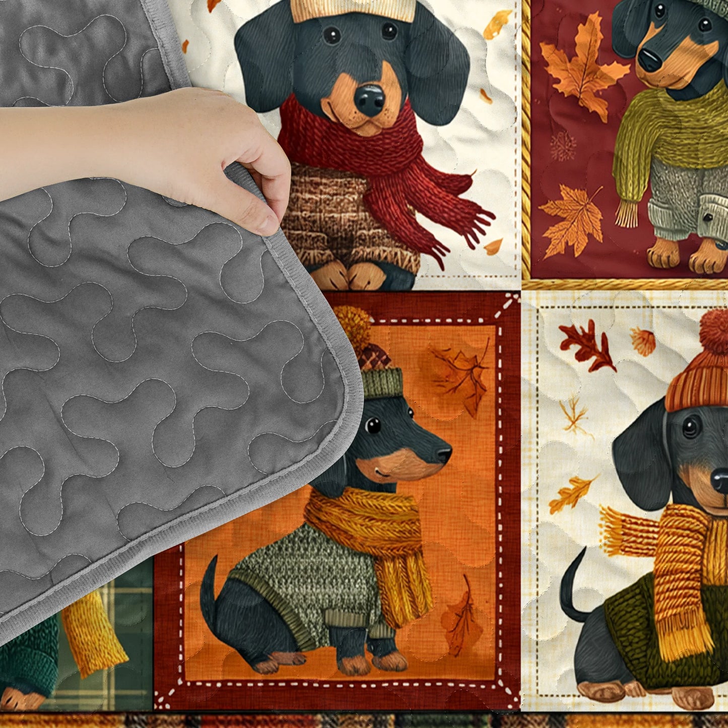 Shineful Quilt 3-Piece Set Snuggle Season Doxies