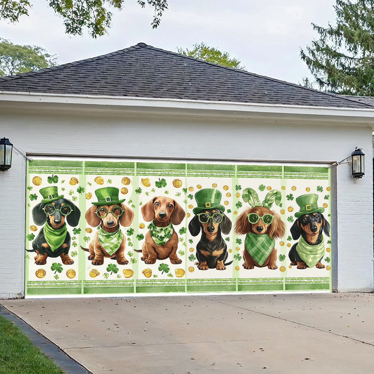 Shineful Garage Door Banner Decoration Lucky Dachshund