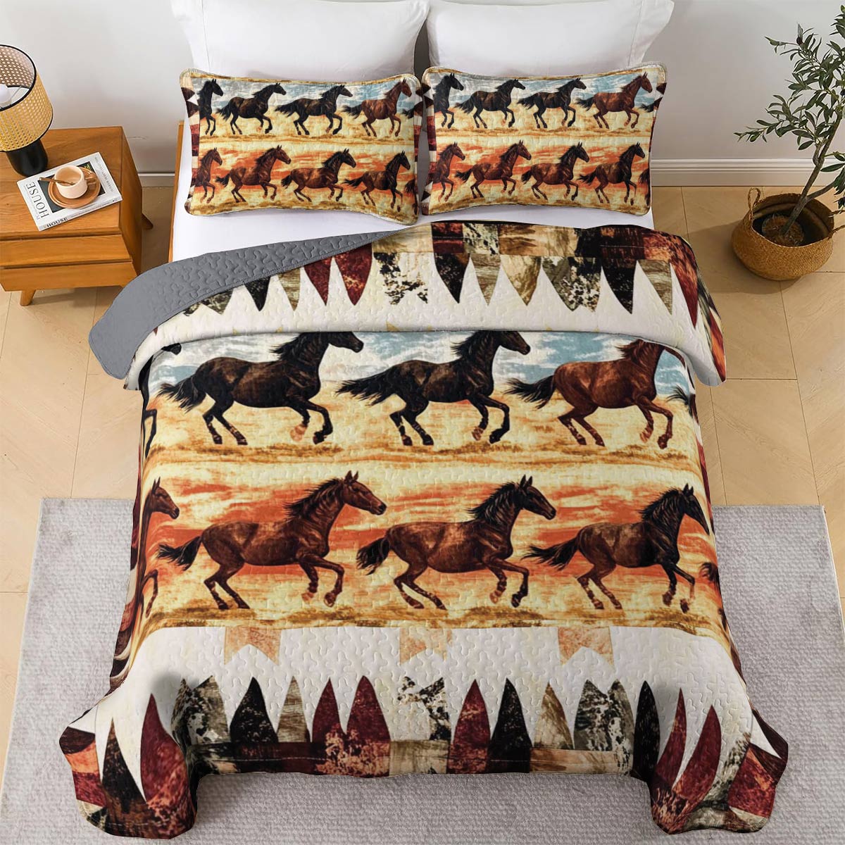 Shineful All Season Quilt 3-Piece Set Galloping Grace