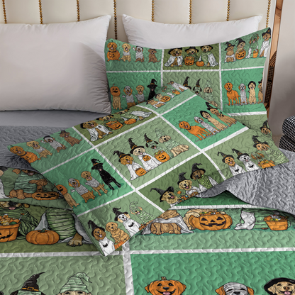 Shineful All Season Quilt 3-Piece Set - Golden Halloween