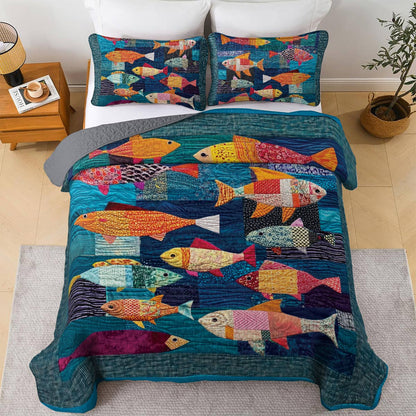 Shineful All Season Quilt 3-Piece Set Fish Frenzy