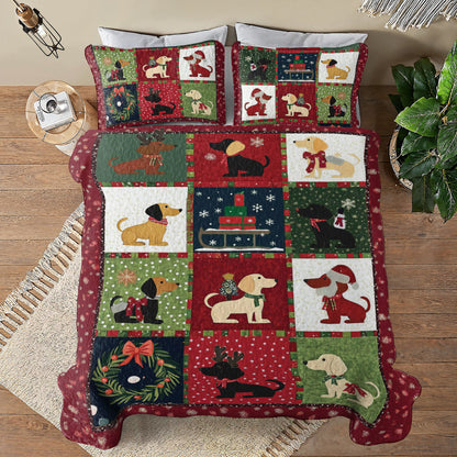 Shineful All Season Quilt 3-Piece Set Festive Dachshunds