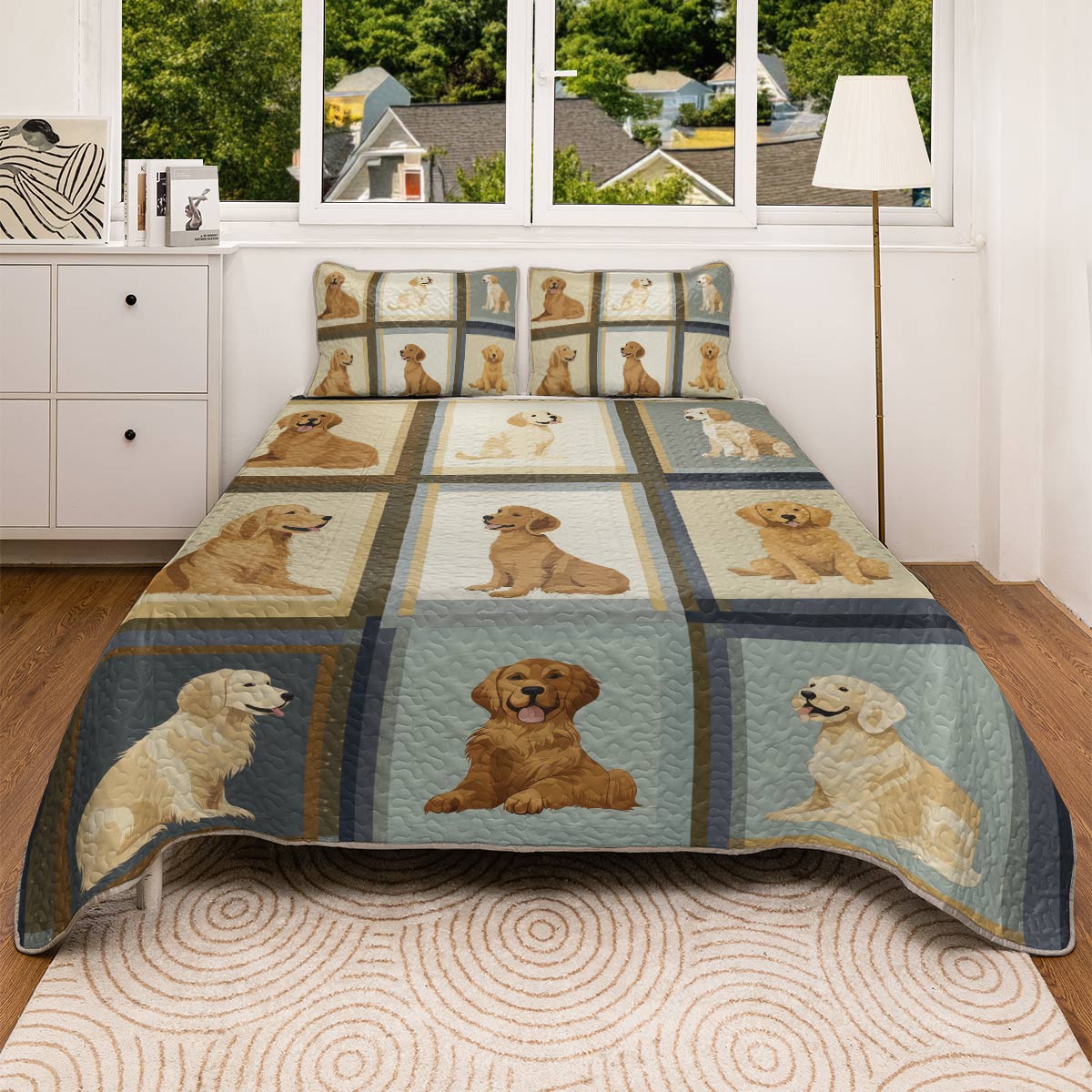 Shineful All Season Quilt 3-Piece Set - Golden Retriever Loyal Companions