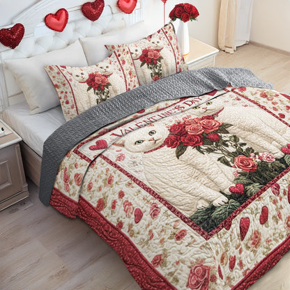 Shineful All Season Quilt 3-Piece Set Lovely Cats Valentine