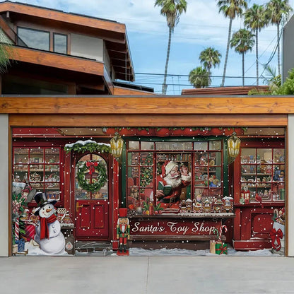 Shineful Garage Door Banner Decoration Santa's Toy Shop