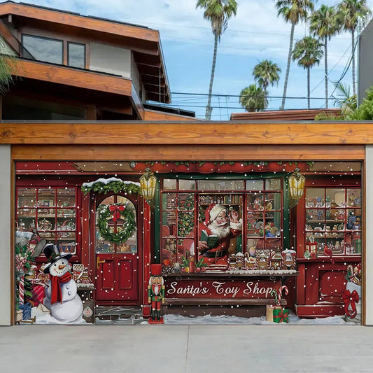 Shineful Garage Door Banner Decoration Santa's Toy Shop