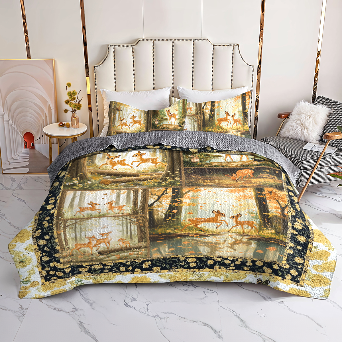 Shineful All Season Quilt 3-Piece Set Woodland Deer Dreams