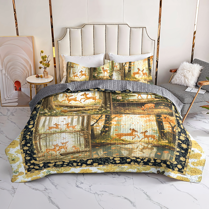 Shineful All Season Quilt 3-Piece Set Woodland Deer Dreams