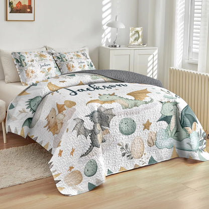 Shineful All Season Quilt 3-Piece Set - Personalized Baby Dragon Dreams