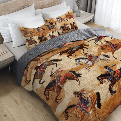 Shineful All Season Quilt 3-Piece Set Native American Hunting Traditions